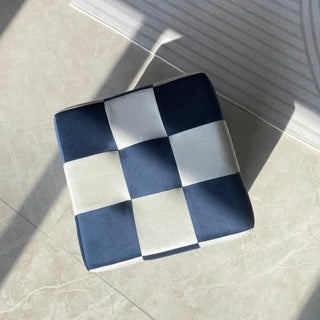 Cube-shaped checkerboard pattern stool ottoman checkerboard pattern