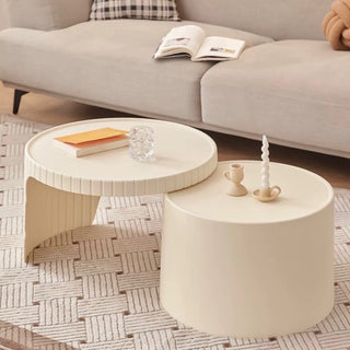Ivory Round Side Table Nesting Table Storage