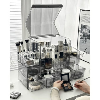Piece Set Clear Silver Large Capacity Cosmetic Storage Box