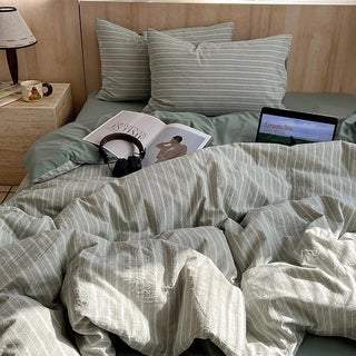 Color Multi-stripe Cotton Duvet Cover Set  Bed Cover