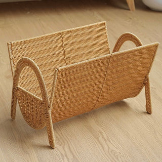 Rattan-style magazine rack storage book stand basket