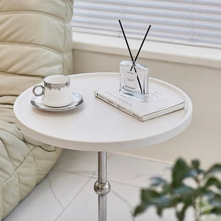 Silver Leg Round Side Table White