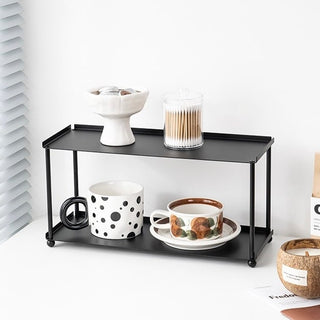 Stainless steel black painted two-tier display rack storage