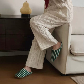 Retro Stripe Soft Room Shoes   Indoor Slippers  Unisex