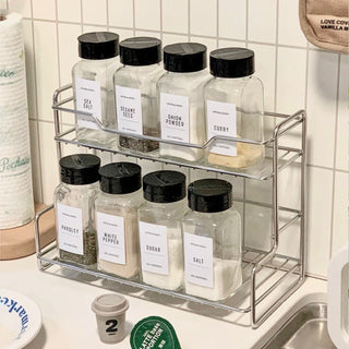 Stainless steel two-tier simple storage rack silver spice rack
