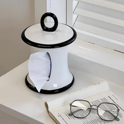 Two-tone ceramic stand tissue case