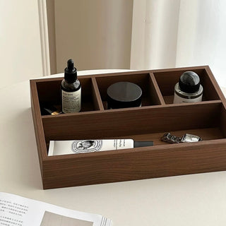 Thin Wood Divider Shallow Storage Box Cosmetics Small Item Tray