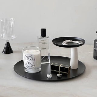 Monochrome Movable Two-Tier Round Tray  Storage