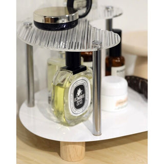 Acrylic Wood Wave Two-Tier Storage Rack  with Tray