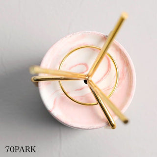 Marble-look Gold Legged Cylindrical Brush Stand    Pen Holder