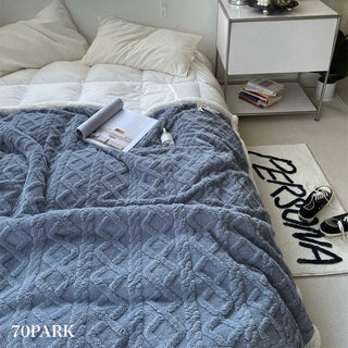 Cable pattern colored fleece blanket