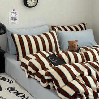 Blue Mix Wide Stripe Winter Duvet Cover Set