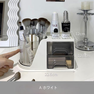 360 Degree Rotating Brush Stand with Cosmetic Storage Rack