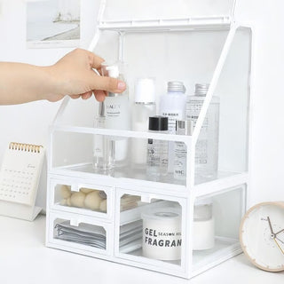piece set Clear White Cosmetic Storage Box