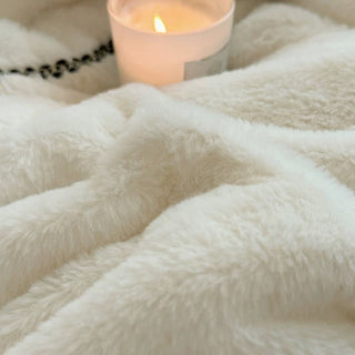Faux Fur Heart Embossed Winter Duvet Cover Set
