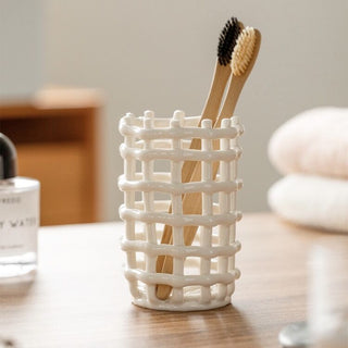 amiami Ceramic Brush Stand Pen Holder White