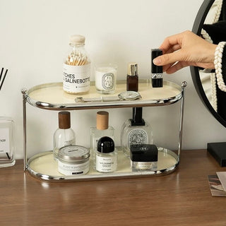 Stainless Steel Frame Oval Two-Tier Storage Rack   Perfume Storage