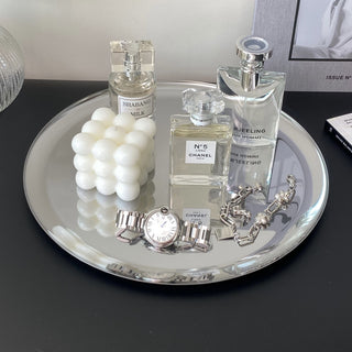 Silver Color Mirror Accessory Tray Plate