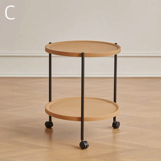 Round side table with castersin  wagon