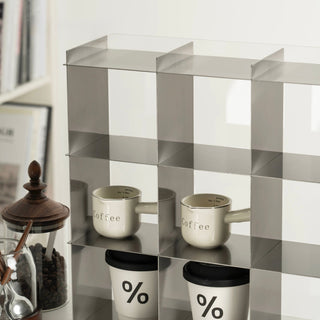 Stainless steel silver 9 compartment storage rack mug storage shelf display rack