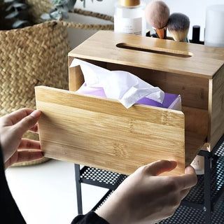 Multifunctional Bamboo x Iron Storage Rack for Tissues and Cosmetics