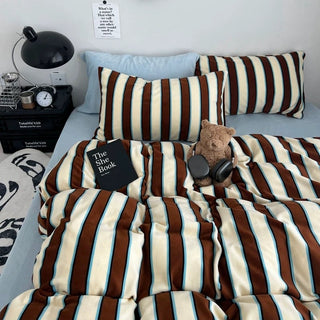 Blue Mix Wide Stripe Winter Duvet Cover Set