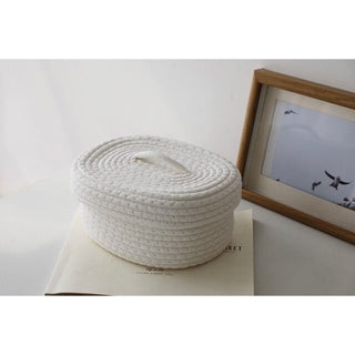Rope Braided Small Item Storage Basket with Lid