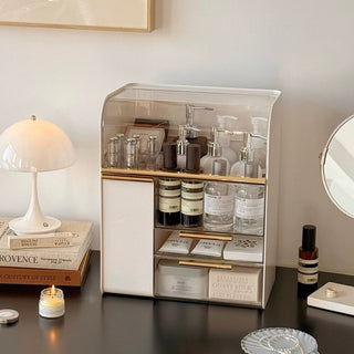 Extra Large Capacity Monotone Metallic Cosmetic Storage Box  All-in-One