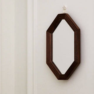 Octagonal Wood Frame Mirror Tabletop Wall Mirror