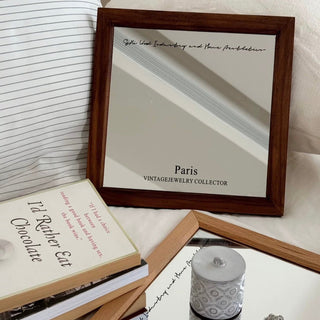 Wood Frame Square Lettering Mirror  Mirror Tray Art