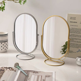 Adjustable Angle Oval Tabletop Mirror Mirror with Stand