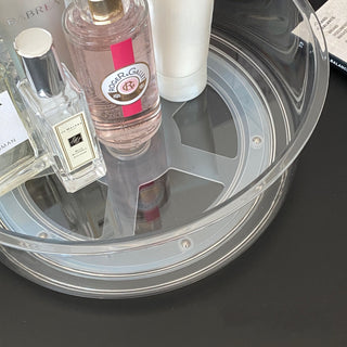 Clear Deep Round 360 Degree Rotating Cosmetic Storage Tray