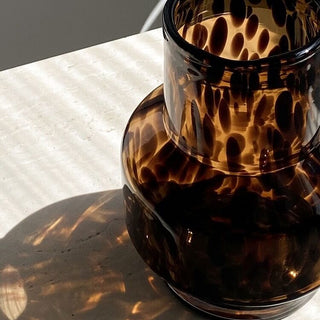 Leopard print glass flower vase
