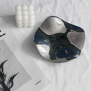 Nuance Irregular Wave Mirror Tray Silver