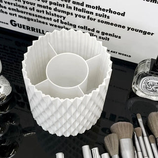 White Color 360 Degree Rotating Brush Stand Pen Holder
