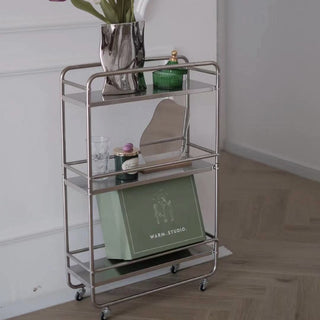 19cm wide Stainless steel slim storage rack wagon with casters