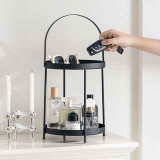 Two-tier round display rackin  storage