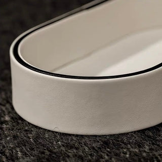 Faux Leather Oval Storage Tray White