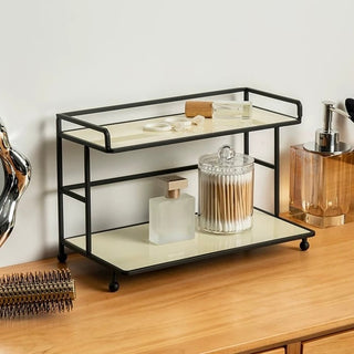 Black Iron Frame Acrylic Two-Tier Storage Rack   in  and 2 Sizes