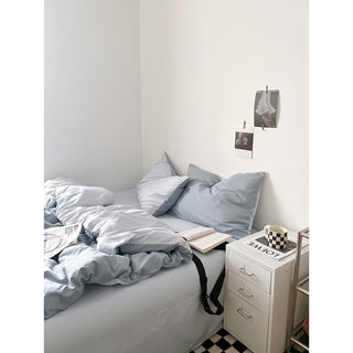 Blue Two-Tone Solid Color Duvet Cover Set