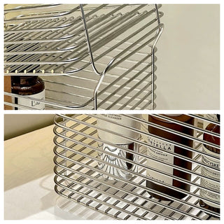Set of 2  Stainless Steel Wire Stackable Baskets with Handles