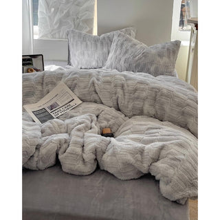 Nuance Gray Milk Velvet Winter Duvet Cover Set  Thick