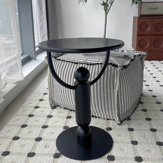 Modern Black Iron Round Compact Side Table