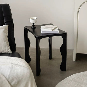 Black Wave Leg Square Compact Side Table