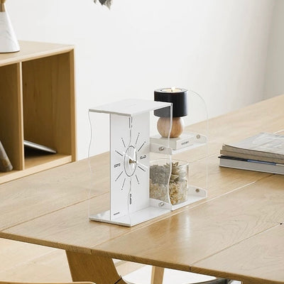 Storage rack included Acrylic clear monochrome clock  Table clock