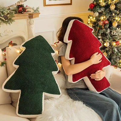 Christmas tree-shaped cushion