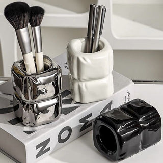 Cube Ceramic Brush Stand  Pen Holder
