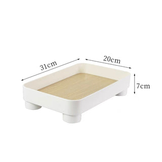 Wood grain print rectangular accessory trayin  small item holder.