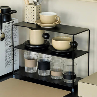 Iron Simple Three-Tier Display Rack Black