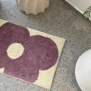 Purple Flower Motif Door Mat  50 x 80 cm